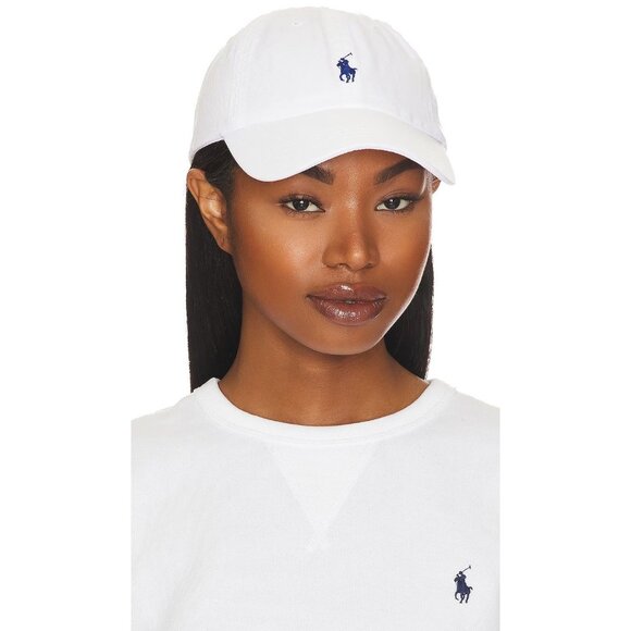 Polo Ralph Lauren Chino Cap in White & Marlin Blue One Size New Unisex Hat Mens - Picture 1 of 11